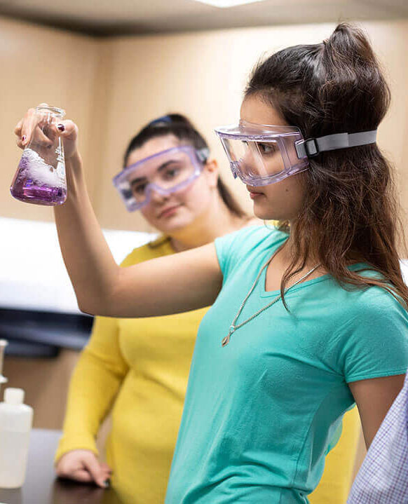 Students study in a science lab