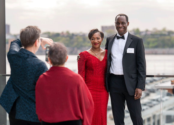 Okorafor family poses for a icture at the Quinnipiac Gala.